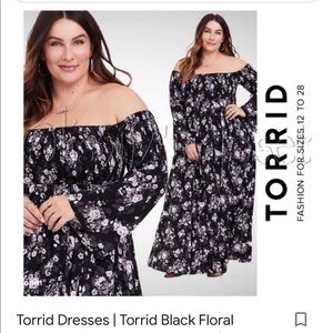 TORRID BLACK FLORAL CHALLIS MAXI DRESS